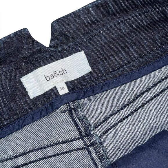 BA&SH women’s skin fit high waisted dark navy cropped logo embroidered jeans sz6 - Picture 8 of 11